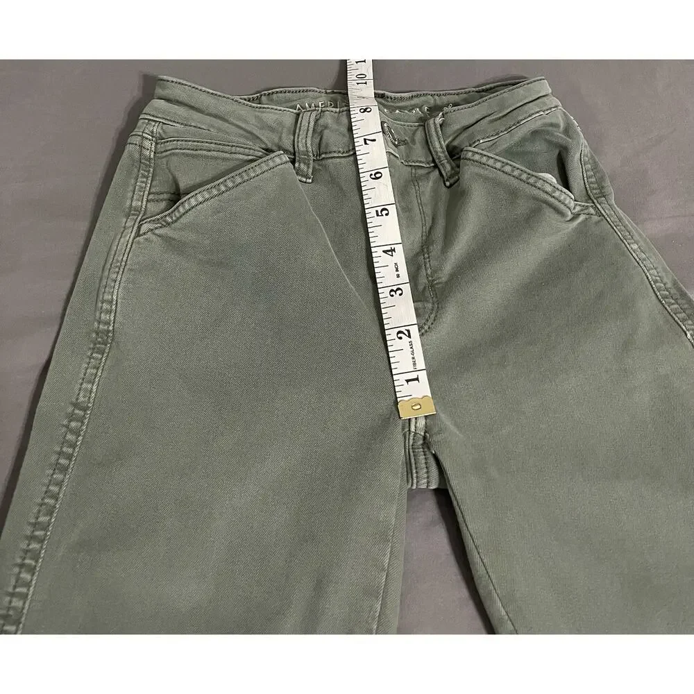 American Eagle Womens 2 Green Next Level Stretch High Rise Slim Jegging Jeans